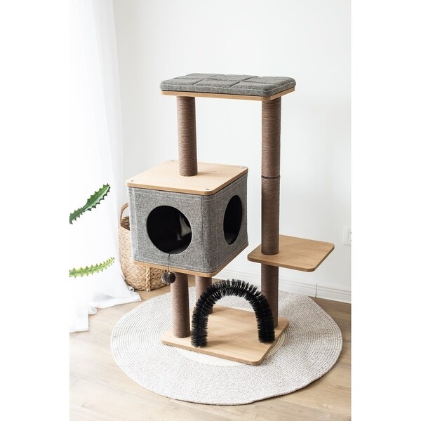 Shop Three-level elevated Cat Tree condo with massage and particle