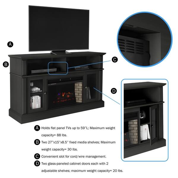 Shop Electric Fireplace Tv Stand With Adjustable Heat Led Flames