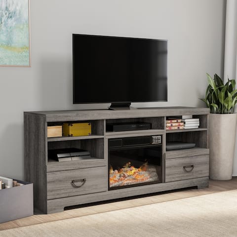 Carbon Loft Edsberg Electric Fireplace TV Console with Adjustable Heat and-light - 62 x 16 x 28