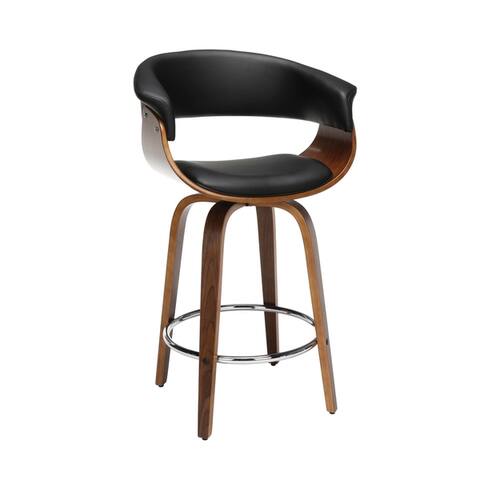 OFM 161 Collection Mid Century Modern 26" Low Back Bentwood Frame Swivel Seat Stool, Vinyl Upholstery