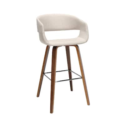 OFM 161 Collection Mid Century Modern 26" Low Back Bentwood Frame Stool, Fabric Upholstery, 2 Pack