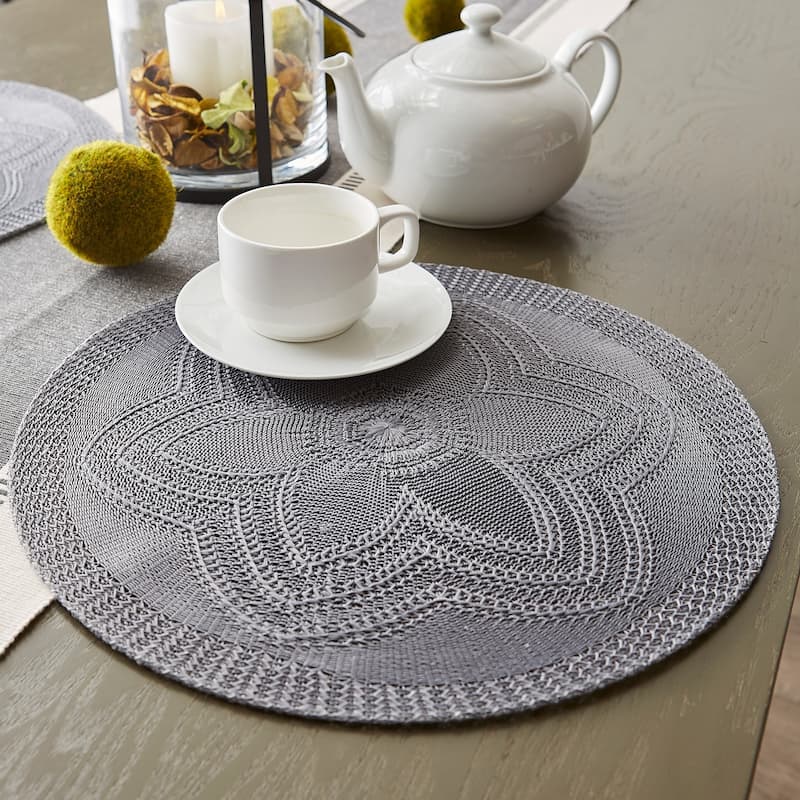 Porch & Den Crestdale Floral Woven Round Placemat (Set of 6)