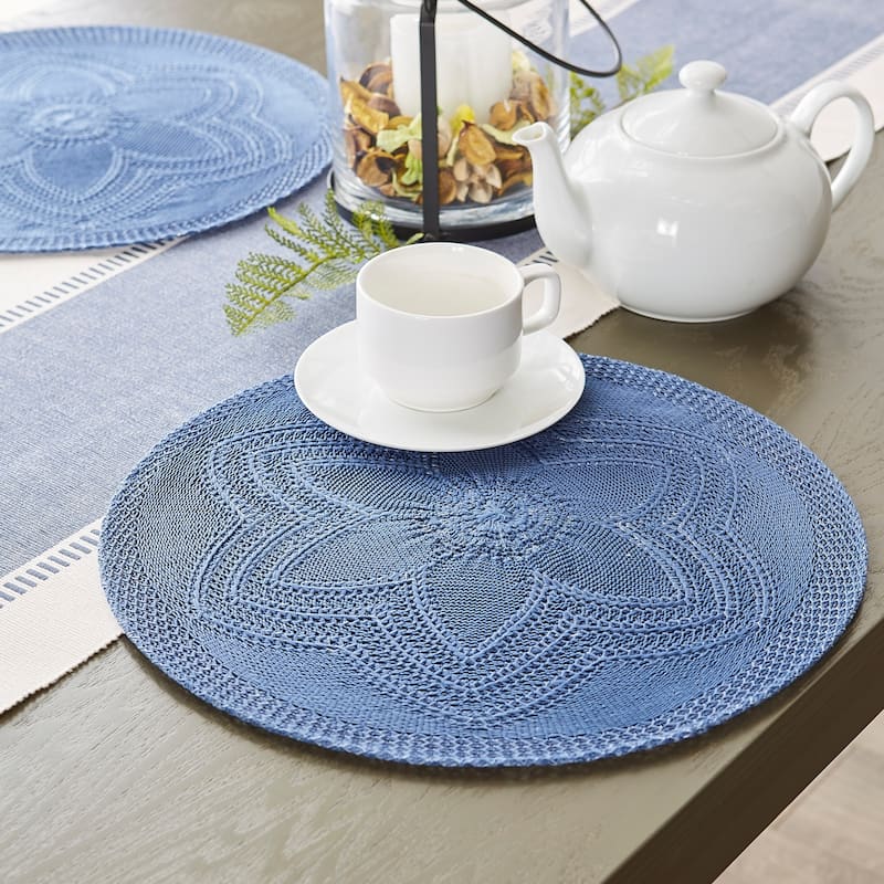 Porch & Den Crestdale Floral Woven Round Placemat (Set of 6)