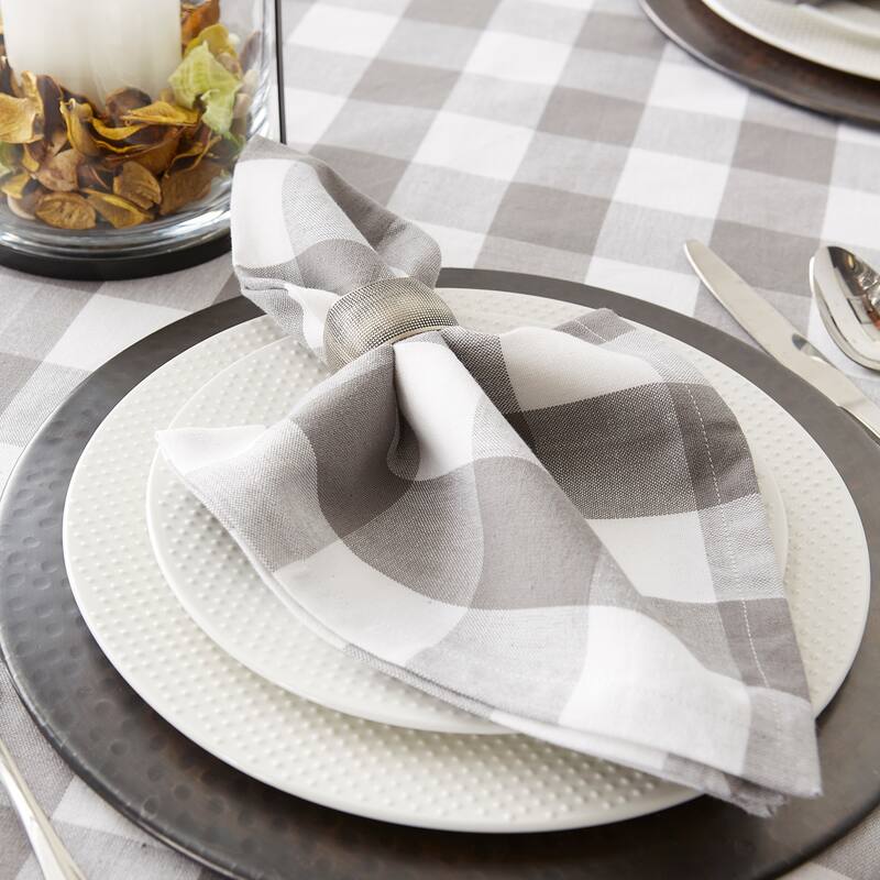 DII Gray & White Buffalo Check Napkin Set/6