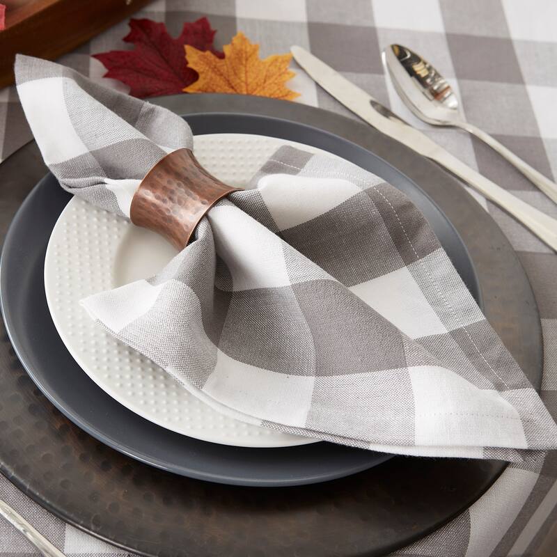 DII Gray & White Buffalo Check Napkin Set/6