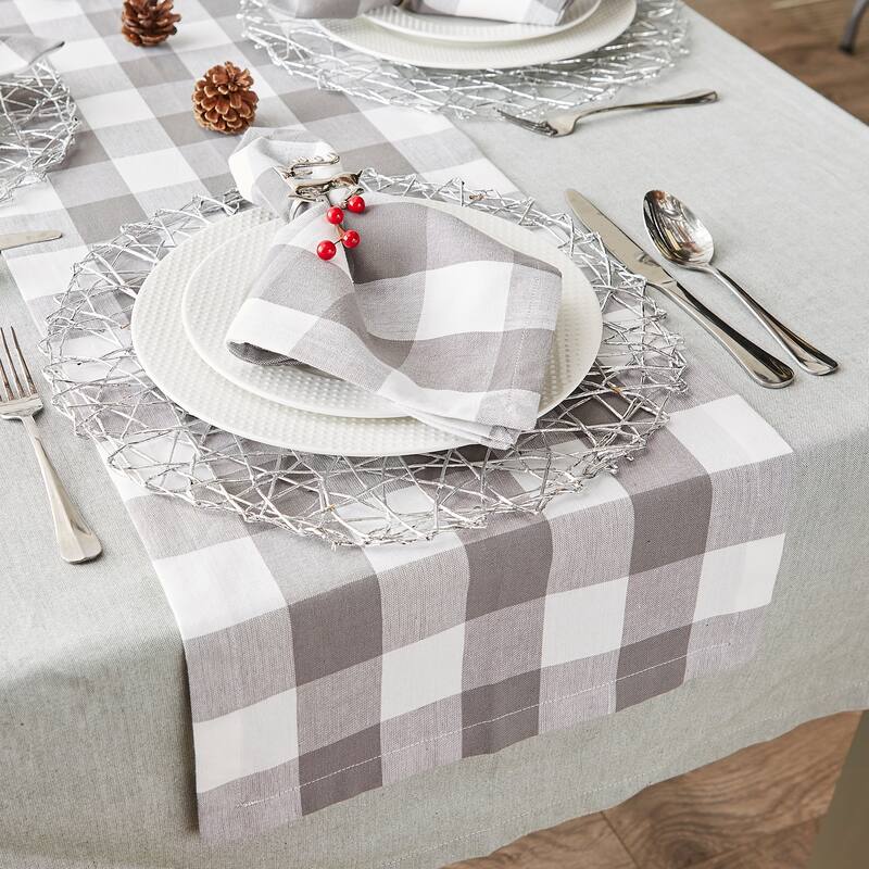 DII Gray & White Buffalo Check Napkin Set/6