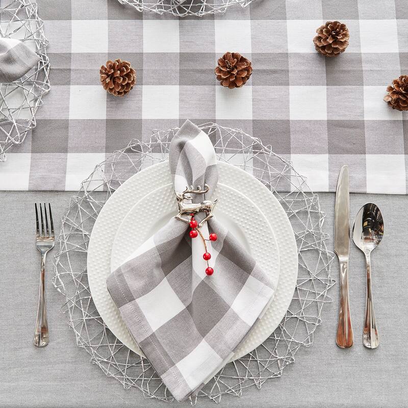 DII Gray & White Buffalo Check Napkin Set/6