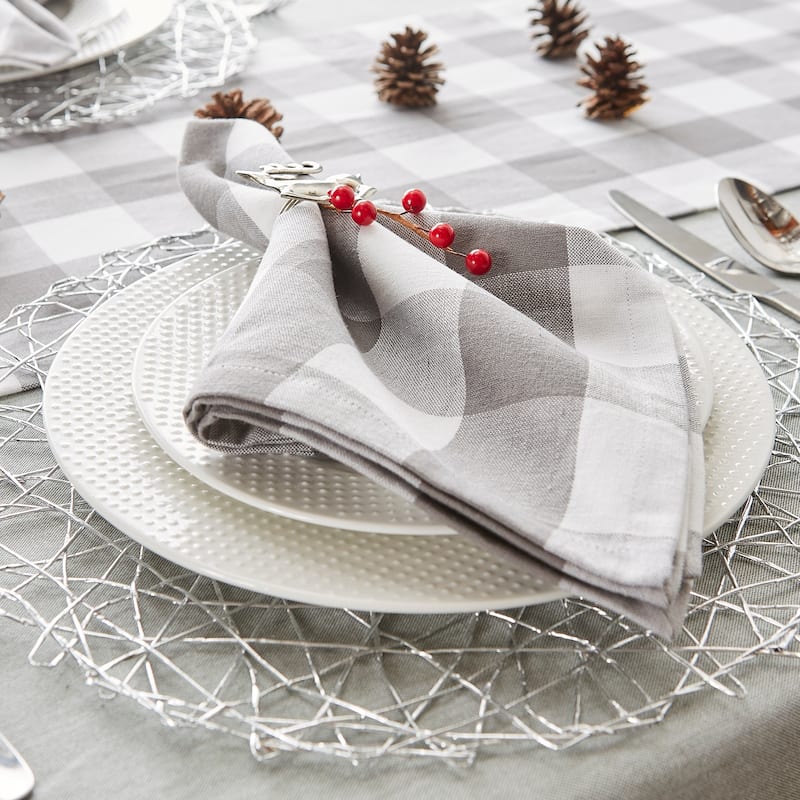 DII Gray & White Buffalo Check Napkin Set/6