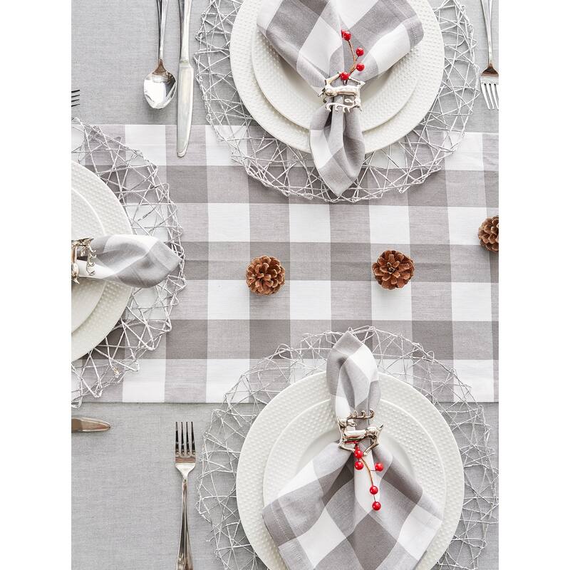 DII Gray & White Buffalo Check Napkin Set/6