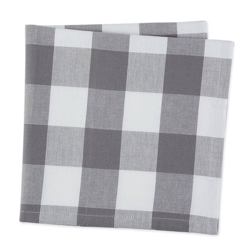 DII Gray & White Buffalo Check Napkin Set/6