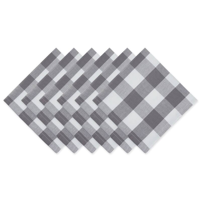 DII Gray & White Buffalo Check Napkin Set/6