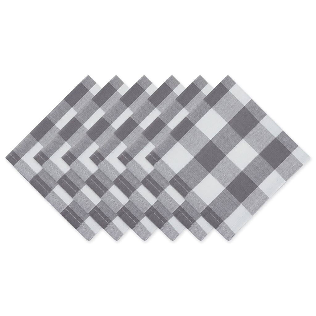 DII Gray & White Buffalo Check Napkin Set/6