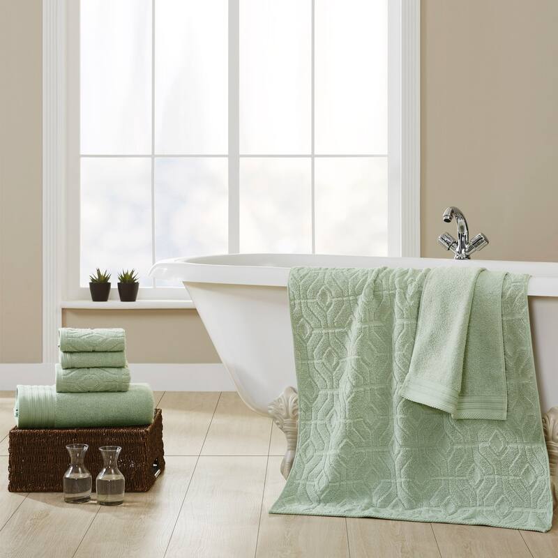Modern Threads 6-Piece Yarn Dyed Diamond Gate Jacquard Towel Set