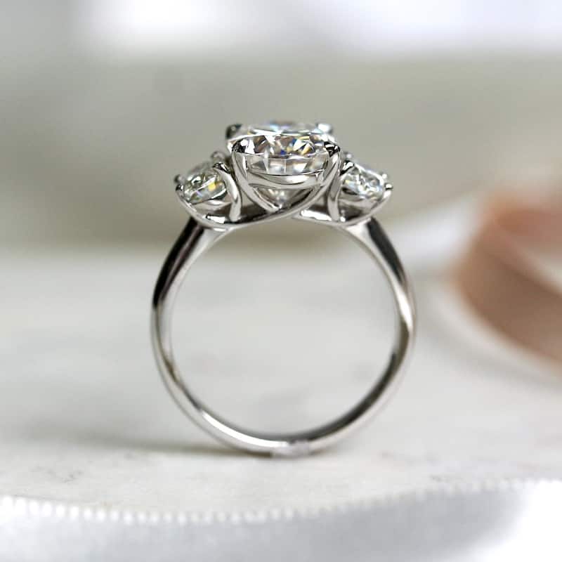 Kobelli 4 Carats Moissanite 14k Solid Gold Oval 3-Stone Plain Band Elena Engagement Ring