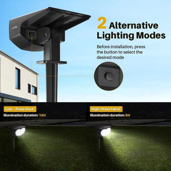 QinAi 20 LEDs Solar Landscape Spotlights Solar Powered Wall Light IP65 Waterproof Outdoor Solar Landscaping Lights for Yard Garden Garage