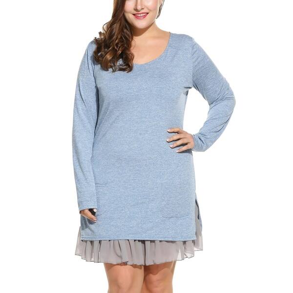 Shop Meaneor Women Casual Plus Sizes Long Sleeve Chiffon Lining