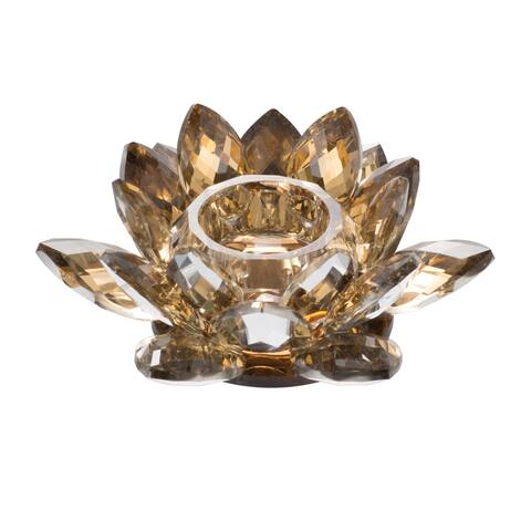 A&B Home Silver Orchid Arendt Gold 4-inch Lotus Candle Holders