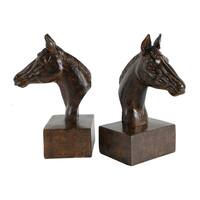 Textural Brown 8-inch Horse Bookends (Set of 2)