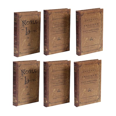 Brown 8-inch Antique Book Boxes (Set of 3)