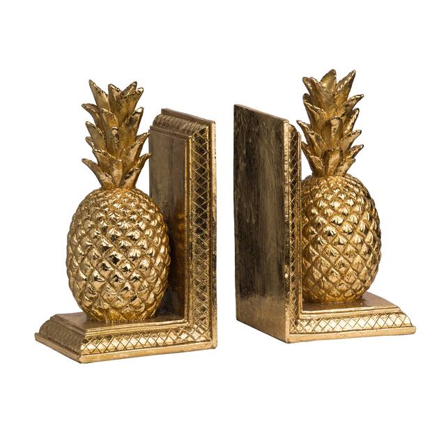 Gold 9-inch Pineapple Bookends (Set of Two)