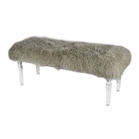 Clear 19-inch Mongolian Fur and Acrylic Bench