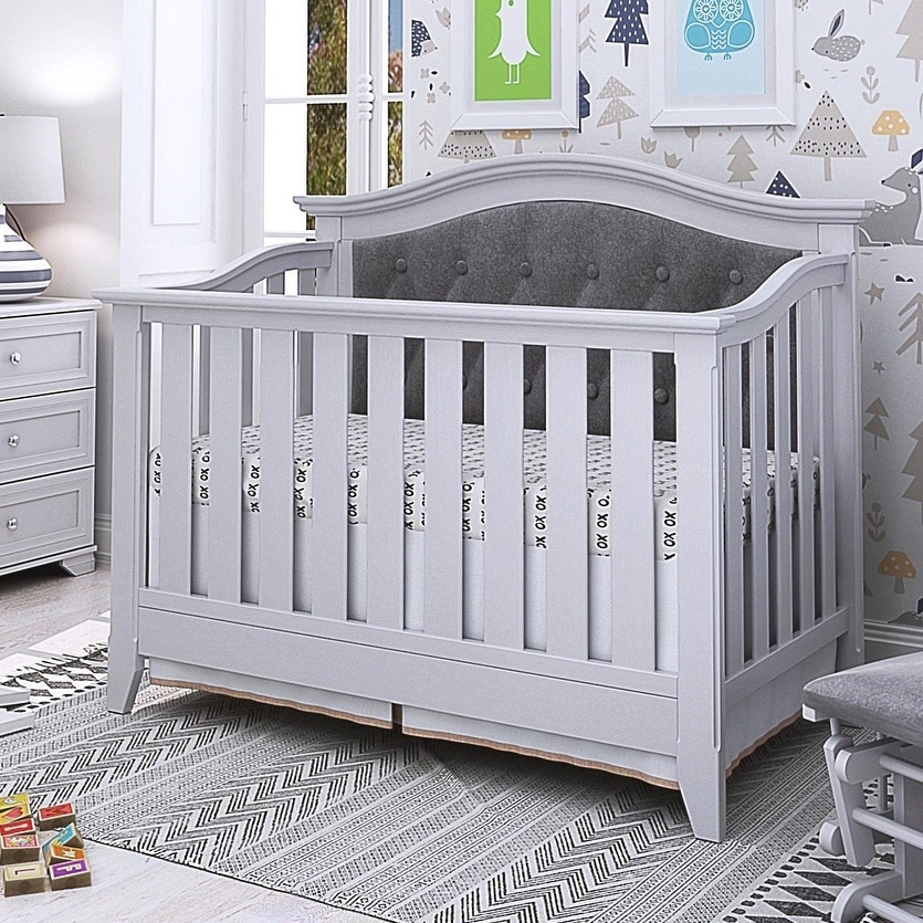 upholstered crib grey