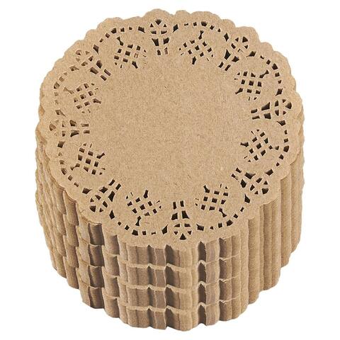 1000 Lace Doilies Paper Round Placemat for Wedding Tableware Decorative Brown 4"