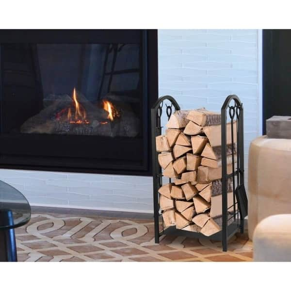 Yaheetech Outdoor Fireplace Log Rack with Cover, 4FT Firewood Log