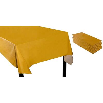 6pcs 54" x 108" Mustard Disposable Plastic Rectangle Table Covers Tablecloths