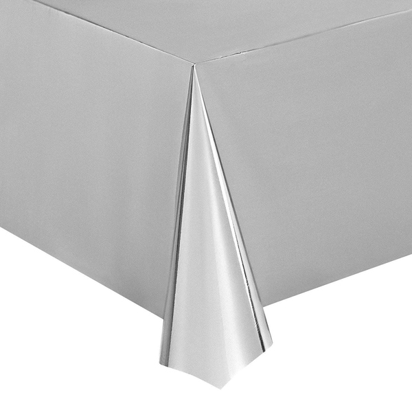 6pcs 54 x 108" Silver Foil Disposable Plastic Rectangle Table Covers Tablecloths