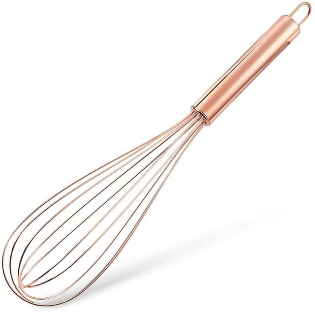 12" Rose Gold Stainless Steel Balloon Egg Wire Whisk for Blending Stirring