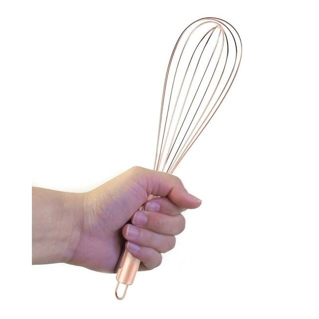 12" Rose Gold Stainless Steel Balloon Egg Wire Whisk for Blending Stirring