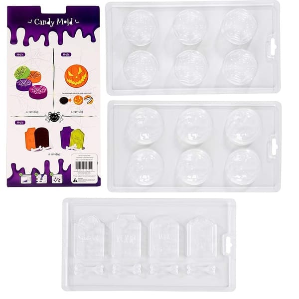 slide 1 of 6, 3-Pack Halloween Chocolate Candy Mold for Parties Pumpkins Chocolate Candy Jello