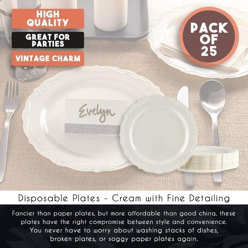 Cream plastic on sale plates