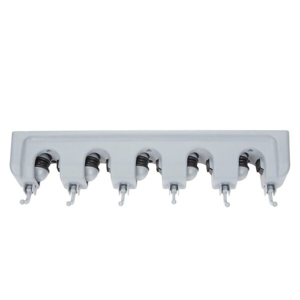 6 Mop Holders and 6 Rag Hooks Wall Mounted Utility Shelf Arrangement