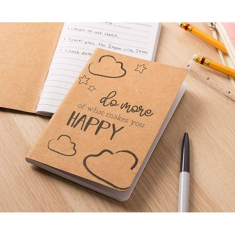 Paper Junkie 12 Pack Happiness-Themed Journals Bulk Set, Kraft Paper Notebooks, 4 x 5.75 In