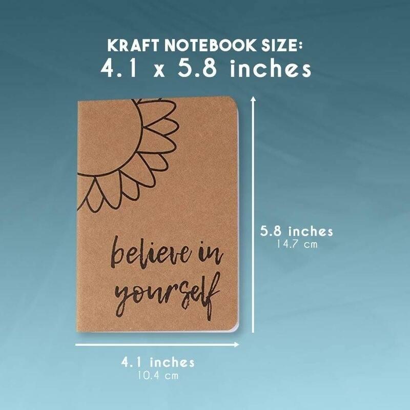 Paper Junkie 12 Pack Happiness-Themed Journals Bulk Set, Kraft Paper Notebooks, 4 x 5.75 In
