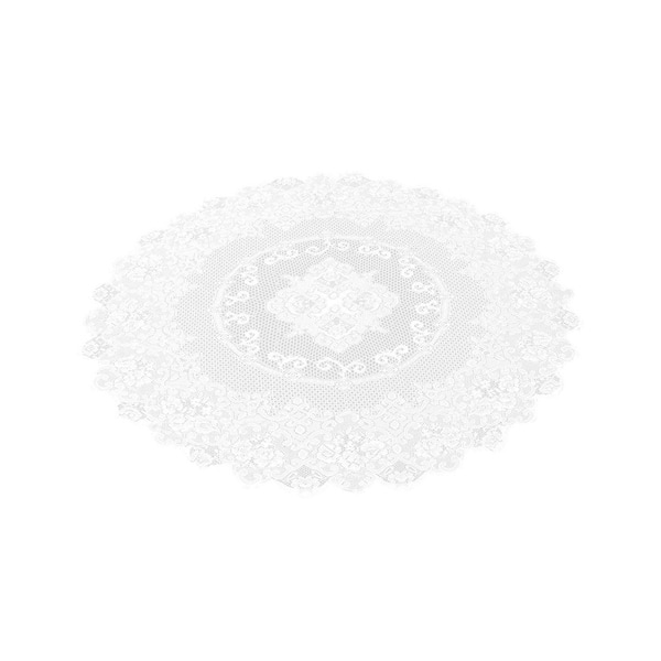 59 Inch Round White Lace Tablecloth, Elegant Table Cover for