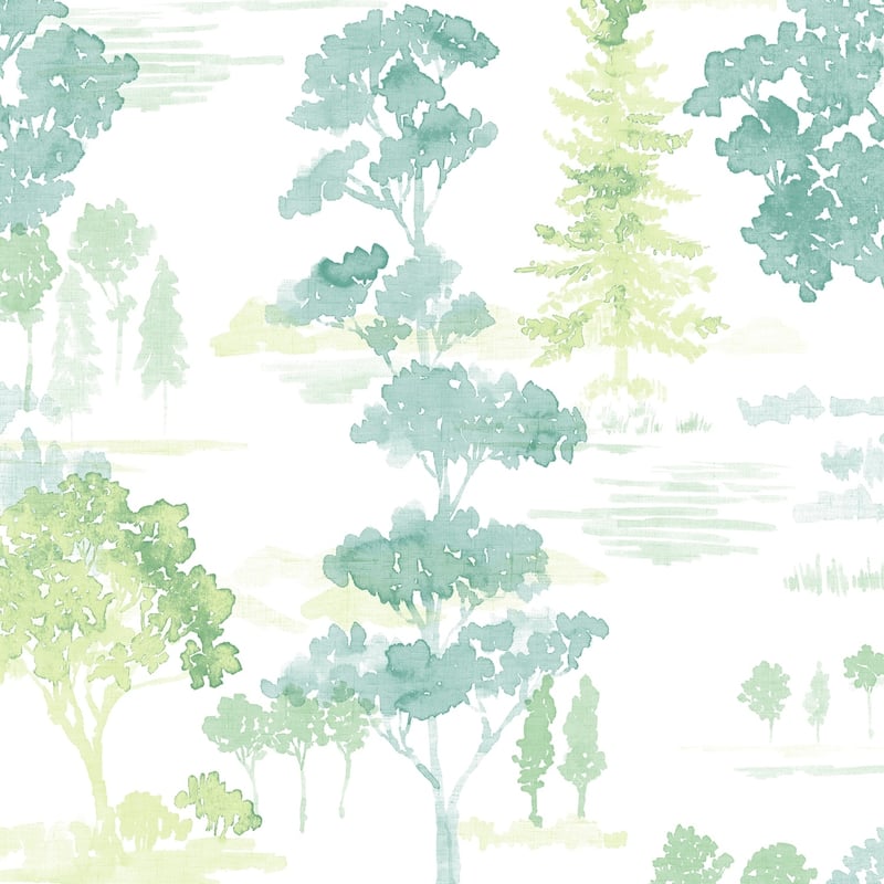 Forest Wallpaper in shades of Green - Green, Spring Green, Teal, Turquoise