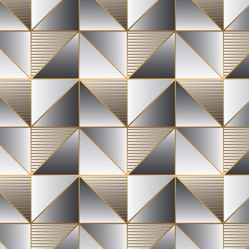 Cubist Cubist Wallpaper - Metallic Gold, Black, Pepper