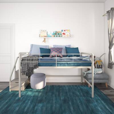 Taylor & Olive Ranunculus Twin Loft Bed with Storage Steps