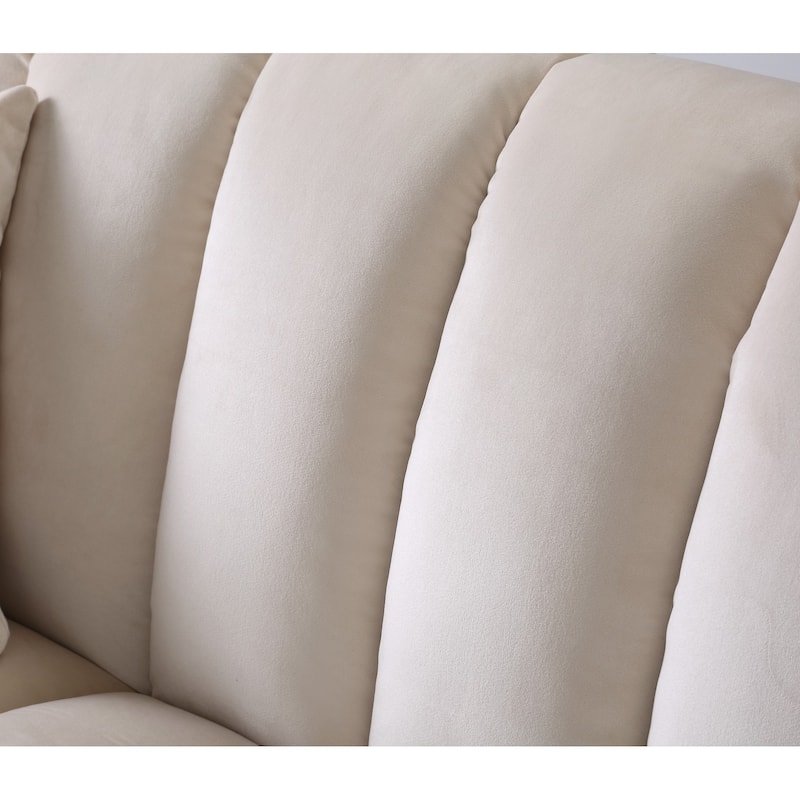 Fabric Upholstered Channel Back Living Room Convertible Sofabed