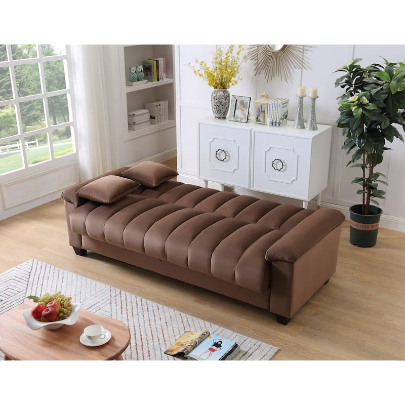 Fabric Upholstered Channel Back Living Room Convertible Sofabed