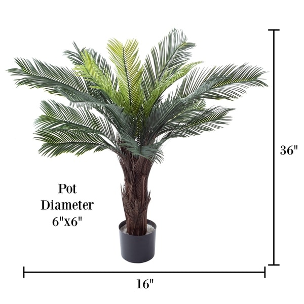 Artificial Cycas Palm Tree by Pure Garden - 16 x 16 x 36