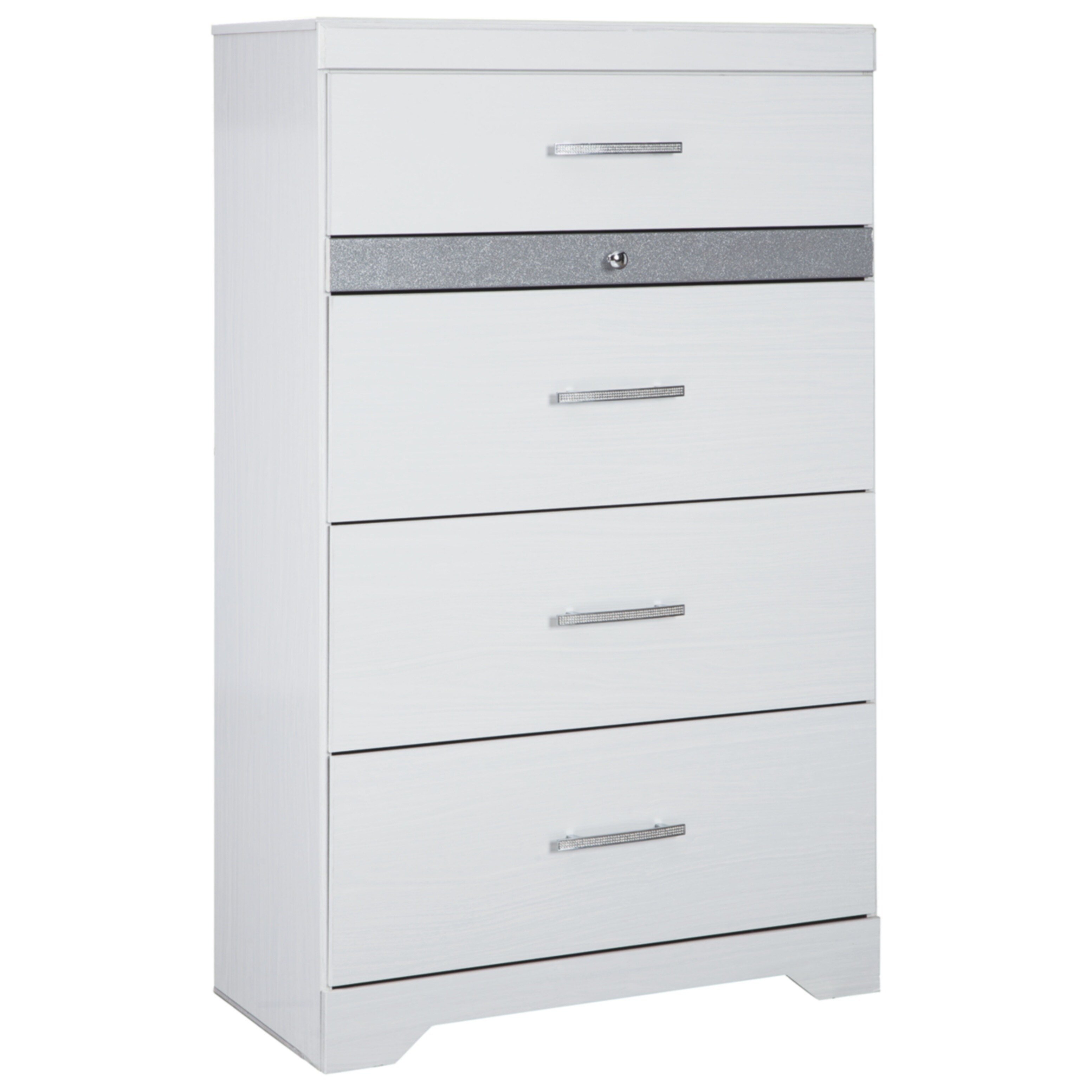 Shop Jallory Glossy White Five Drawer Chest Free Shipping Today