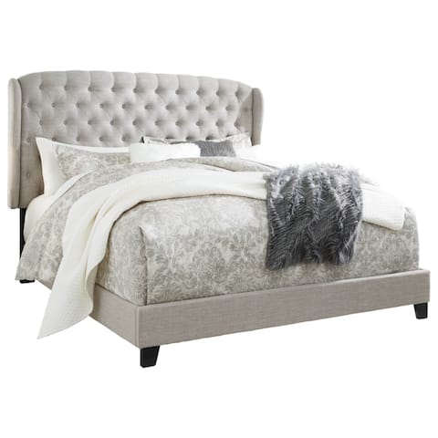 Jerary Light Gray/Sheltered Wingback Upholstered Bed