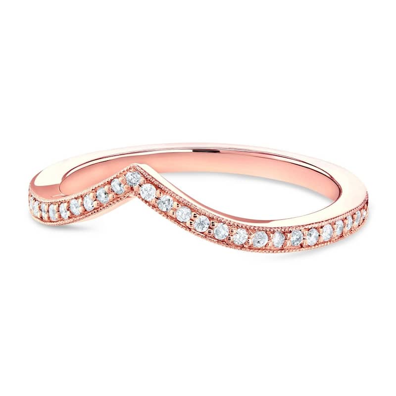 Kobelli 1/6 Carat Natural Diamond 14k Solid Gold Chevron Venus Ring