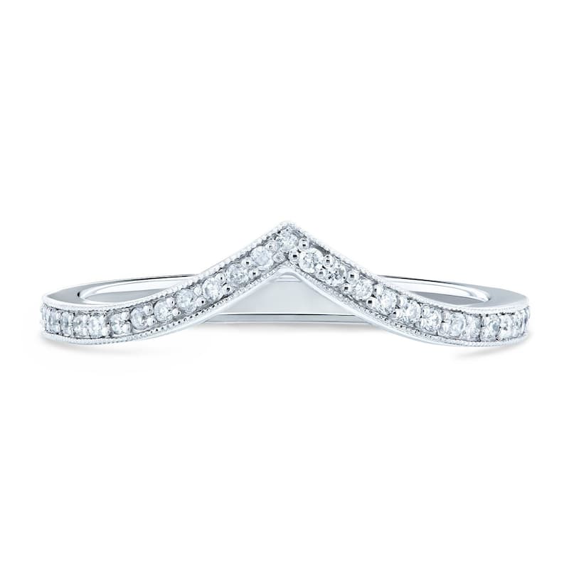Kobelli 1/6 Carat Natural Diamond 14k Solid Gold Chevron Venus Ring - 6.5 - White