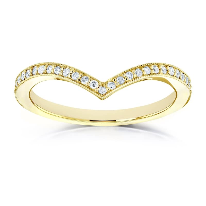Kobelli 1/6 Carat Natural Diamond 14k Solid Gold Chevron Venus Ring
