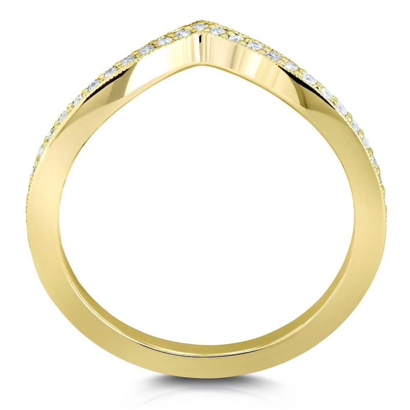 Kobelli 1/6 Carat Natural Diamond 14k Solid Gold Chevron Venus Ring